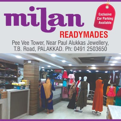 milan readymades pee vee tower,near paul alukkas jewellery,t.b.road,palakkad